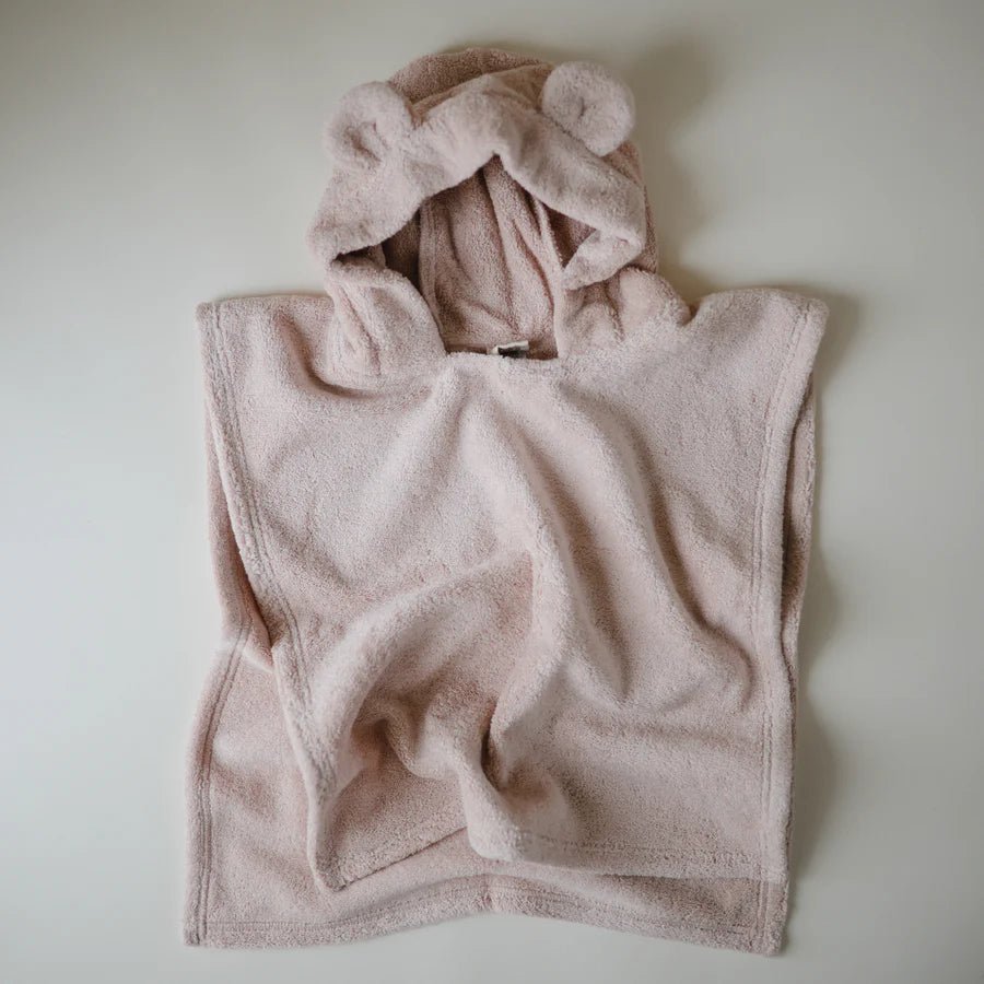 Mushie - Towels & Washcloths - Bear Poncho Towel - Blush - Tummy Time