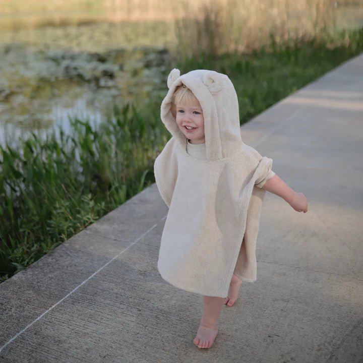 Mushie - Towels & Washcloths - Bear Poncho Towel - Fog - Tummy Time