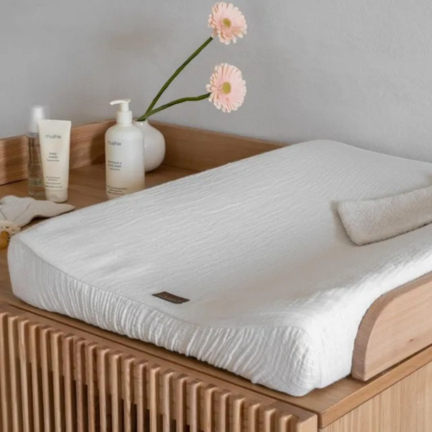 Quax - Changing Pads & Changing Tables - Muslin Changing Pad Cover - Natural Collection - Clay - Tummy Time