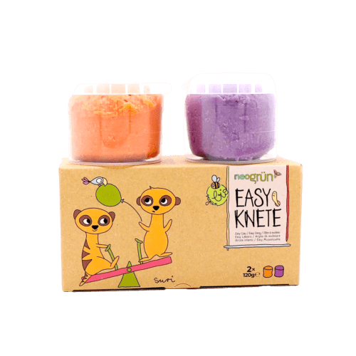 neoGRÜN - Arts & Crafts - 2 - Pack Vegan Easy Clay - Suri - Orange/Violet - Tummy Time