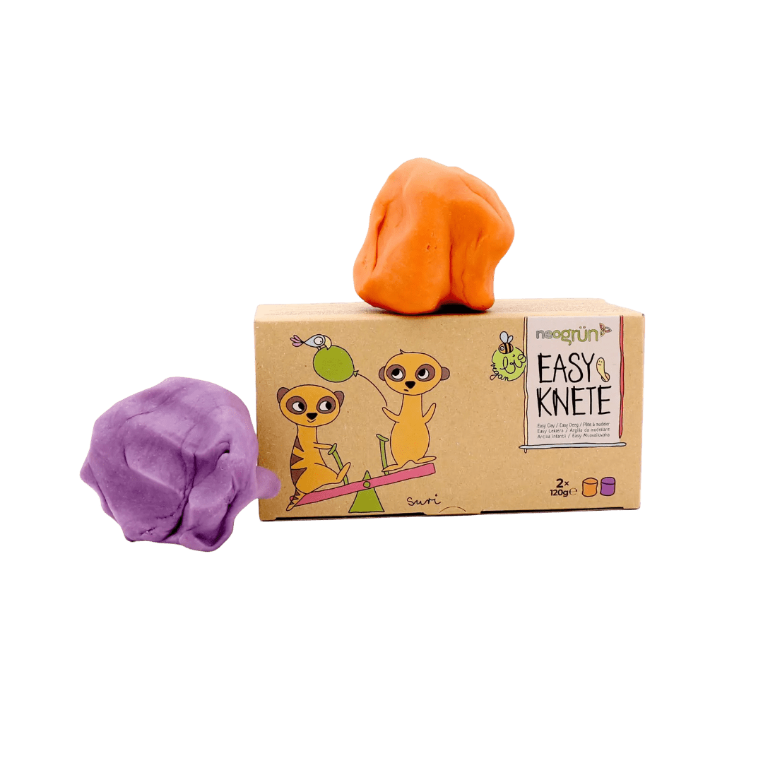 neoGRÜN - Arts & Crafts - 2 - Pack Vegan Easy Clay - Suri - Orange/Violet - Tummy Time