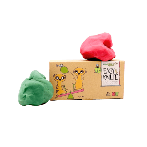 neoGRÜN - Arts & Crafts - 2 - Pack Vegan Easy Clay - Suri - Red/Green - Tummy Time