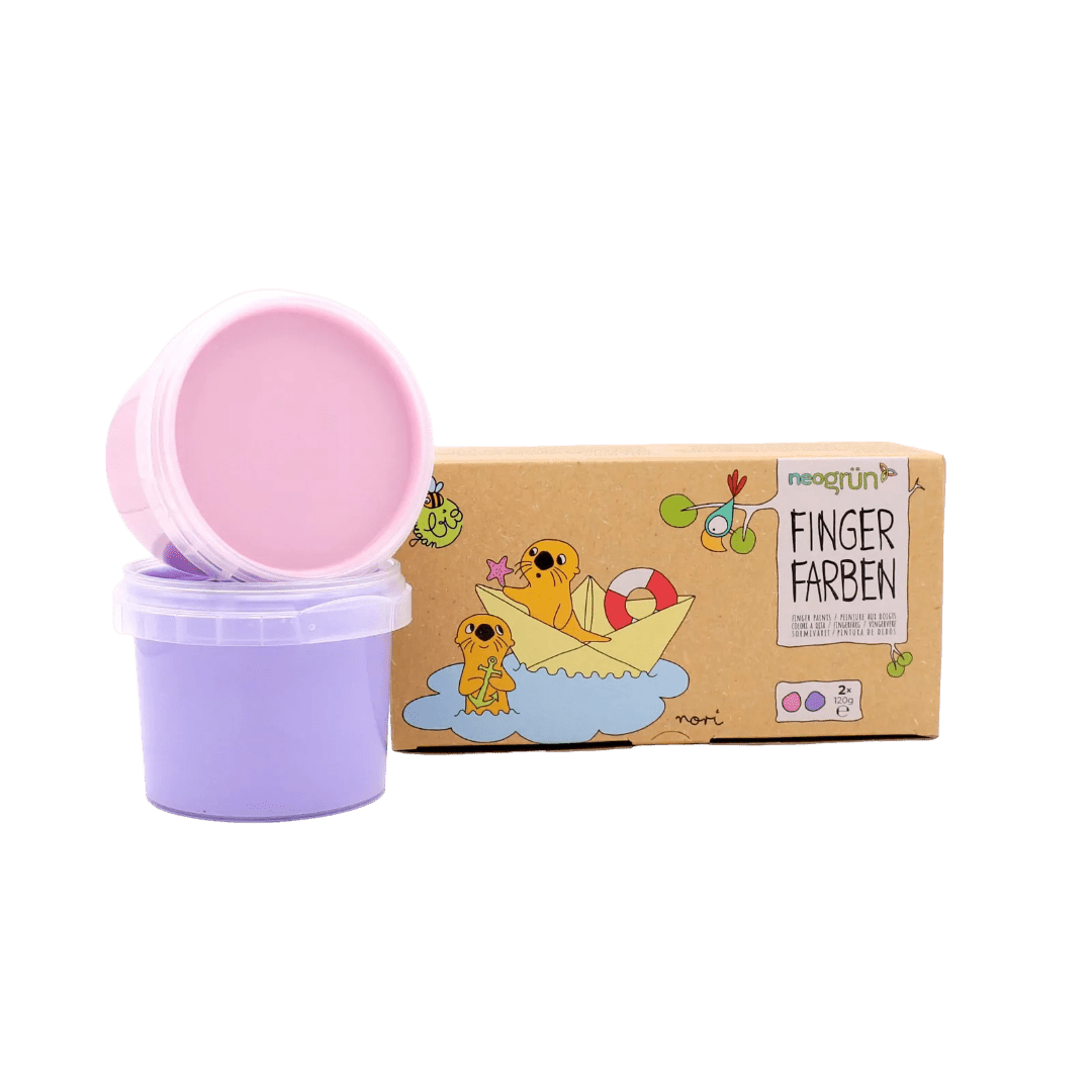 neoGRÜN - Arts & Crafts - 2 - Pack Vegan Finger Paint - Nori - Pink/Violet - Tummy Time