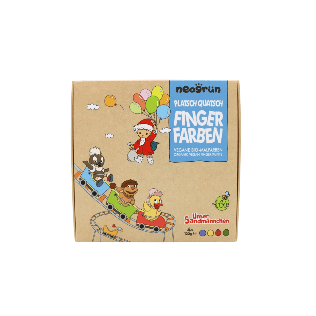 neoGRÜN - Arts & Crafts - 4 - Pack Organic Finger Paints - Platsch Quatsch - Tummy Time