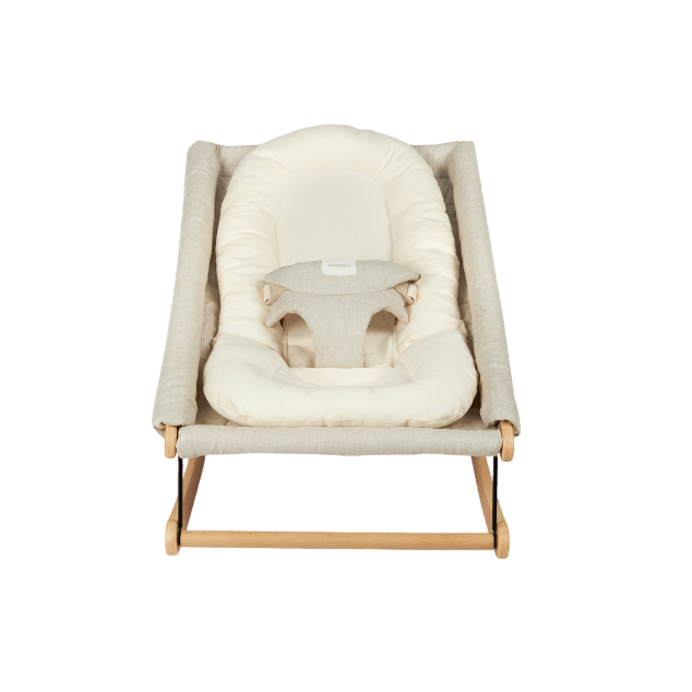 Nobodinoz - Baby Bouncers - Growing Green New Born Twill Bouncer Cushion - Natural - Tummy Time