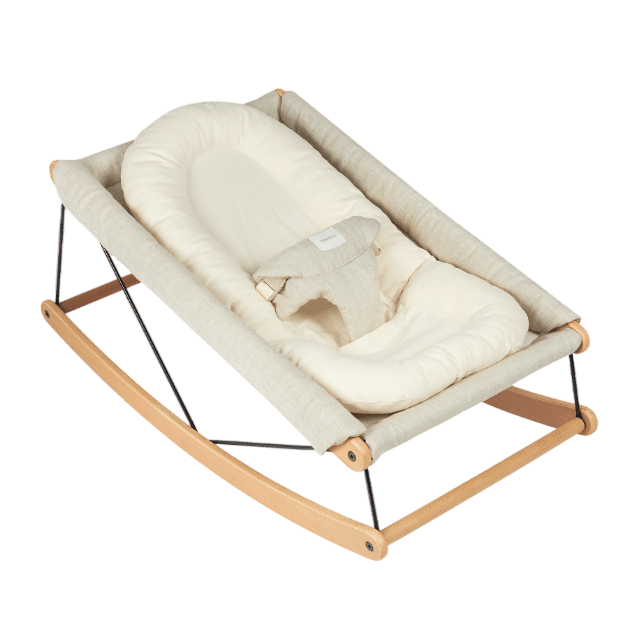 Nobodinoz - Baby Bouncers - Growing Green New Born Twill Bouncer Cushion - Natural - Tummy Time