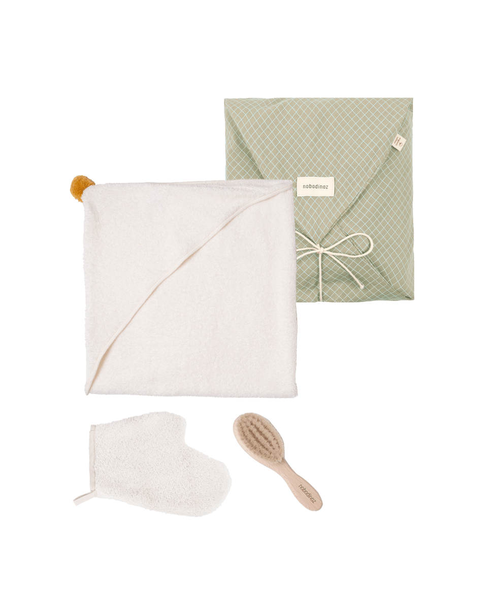 Nobodinoz Baby Bath Set So Cute - Natural, set presented with its cotton envelope