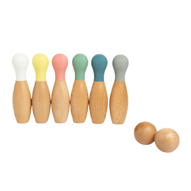 Nobodinoz - Educational Games - Wooden Bowling Set - Multicolor - Tummy Time
