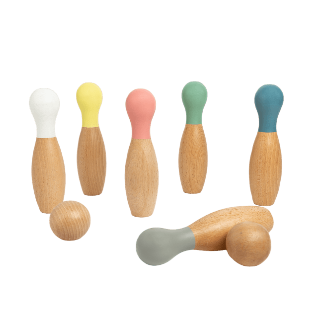 Nobodinoz - Educational Games - Wooden Bowling Set - Multicolor - Tummy Time