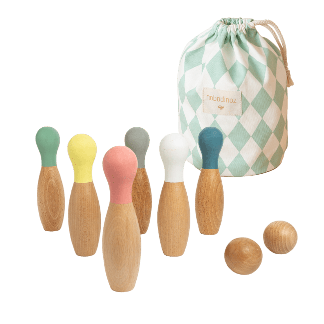 Nobodinoz - Educational Games - Wooden Bowling Set - Multicolor - Tummy Time