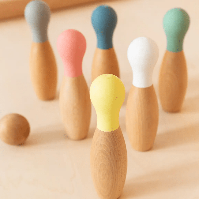 Nobodinoz - Educational Games - Wooden Bowling Set - Multicolor - Tummy Time