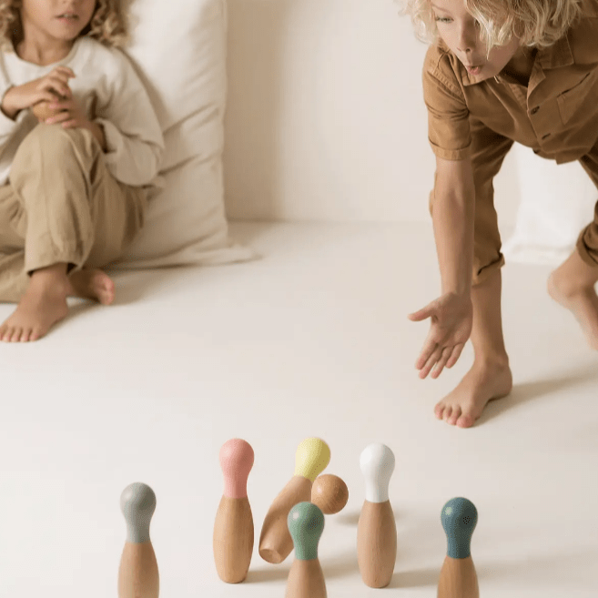 Nobodinoz - Educational Games - Wooden Bowling Set - Multicolor - Tummy Time