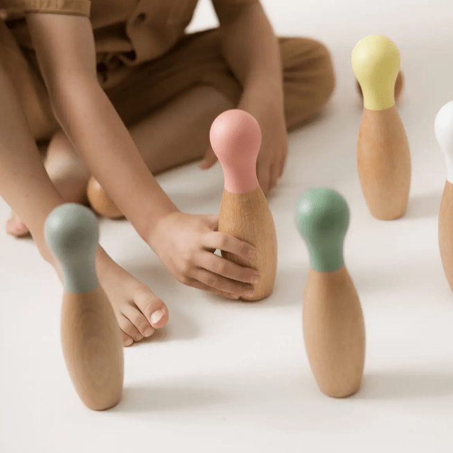 Nobodinoz - Educational Games - Wooden Bowling Set - Multicolor - Tummy Time