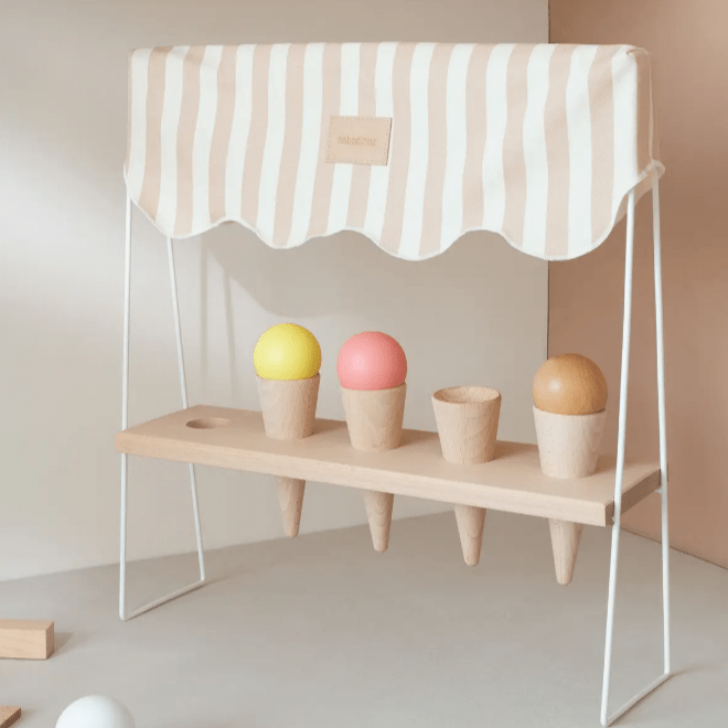 Nobodinoz - Educational Games - Wooden Ice Cream Corner - Honey Stripes - Tummy Time