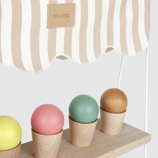 Nobodinoz - Educational Games - Wooden Ice Cream Corner - Honey Stripes - Tummy Time