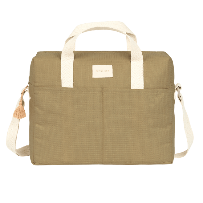 Nobodinoz - Nursery & Diaper Bags - Waterproof Changing Bag Gala Opera - Olive Green - Tummy Time