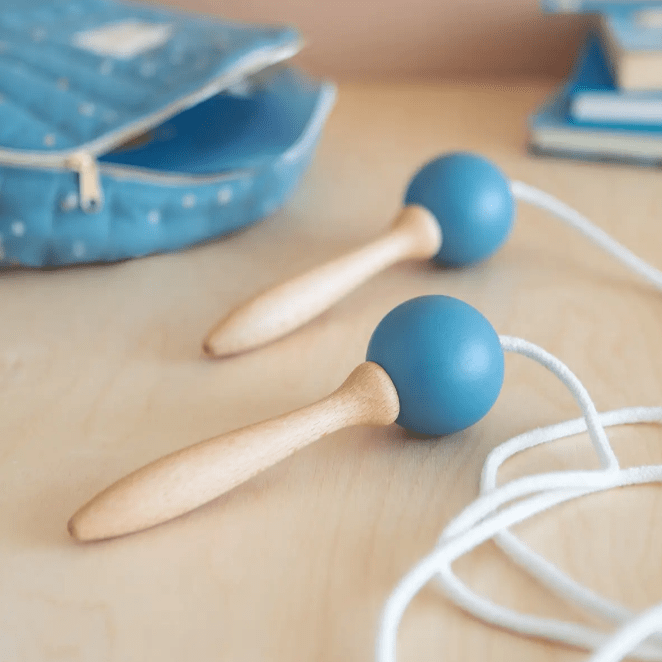 Nobodinoz - Sports & Outdoor Games - Wooden Skipping Rope - Thalassa Blue - Tummy Time
