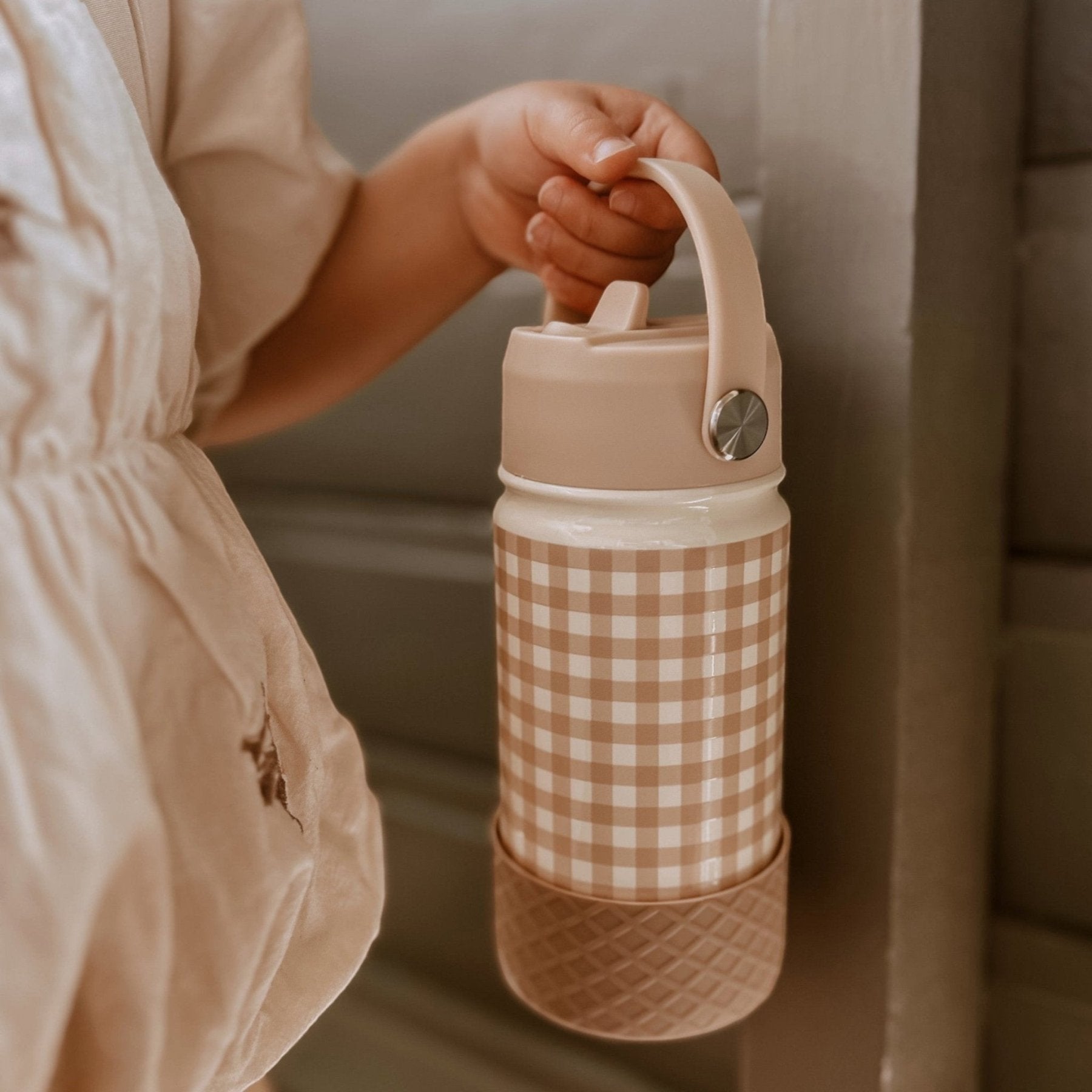 Mrs Ertha - Baby Bottles & Accessories - Omma Water Bottle - Stainless Steel - Soft Squares - Tummy Time