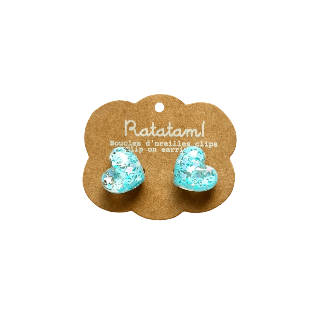 Ratatam! - Jewellery, Watches & Pins - Heart Clip - on Earrings – Blue - Tummy Time