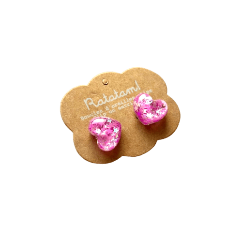 Ratatam! - Jewellery, Watches & Pins - Heart Clip - on Earrings – Fuchsia - Tummy Time