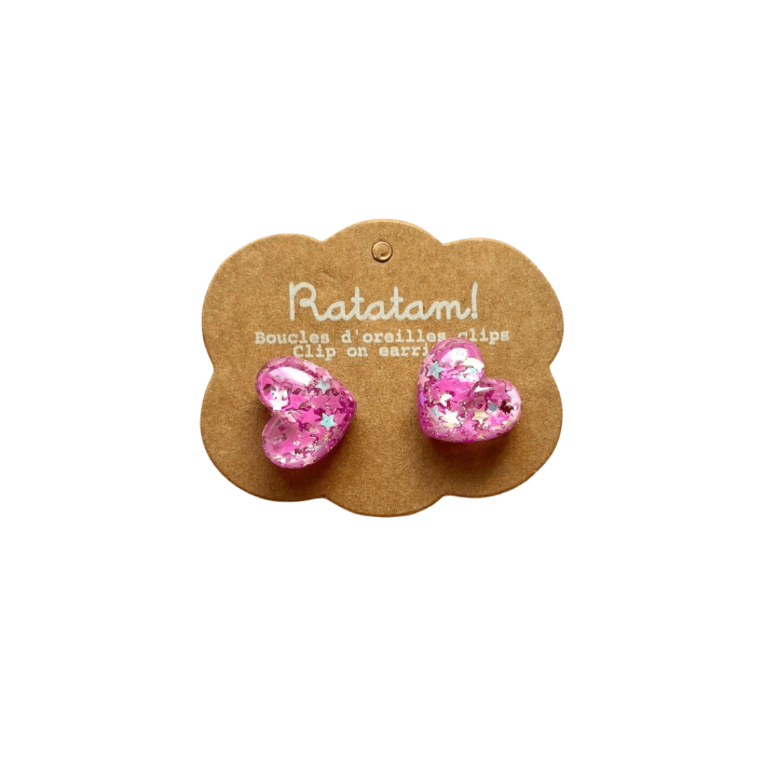 Ratatam! - Jewellery, Watches & Pins - Heart Clip - on Earrings – Fuchsia - Tummy Time