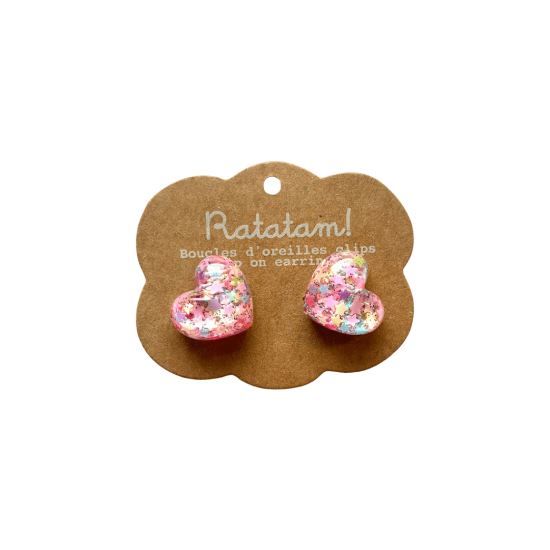 Ratatam! - Jewellery, Watches & Pins - Heart Clip - on Earrings – Pink - Tummy Time