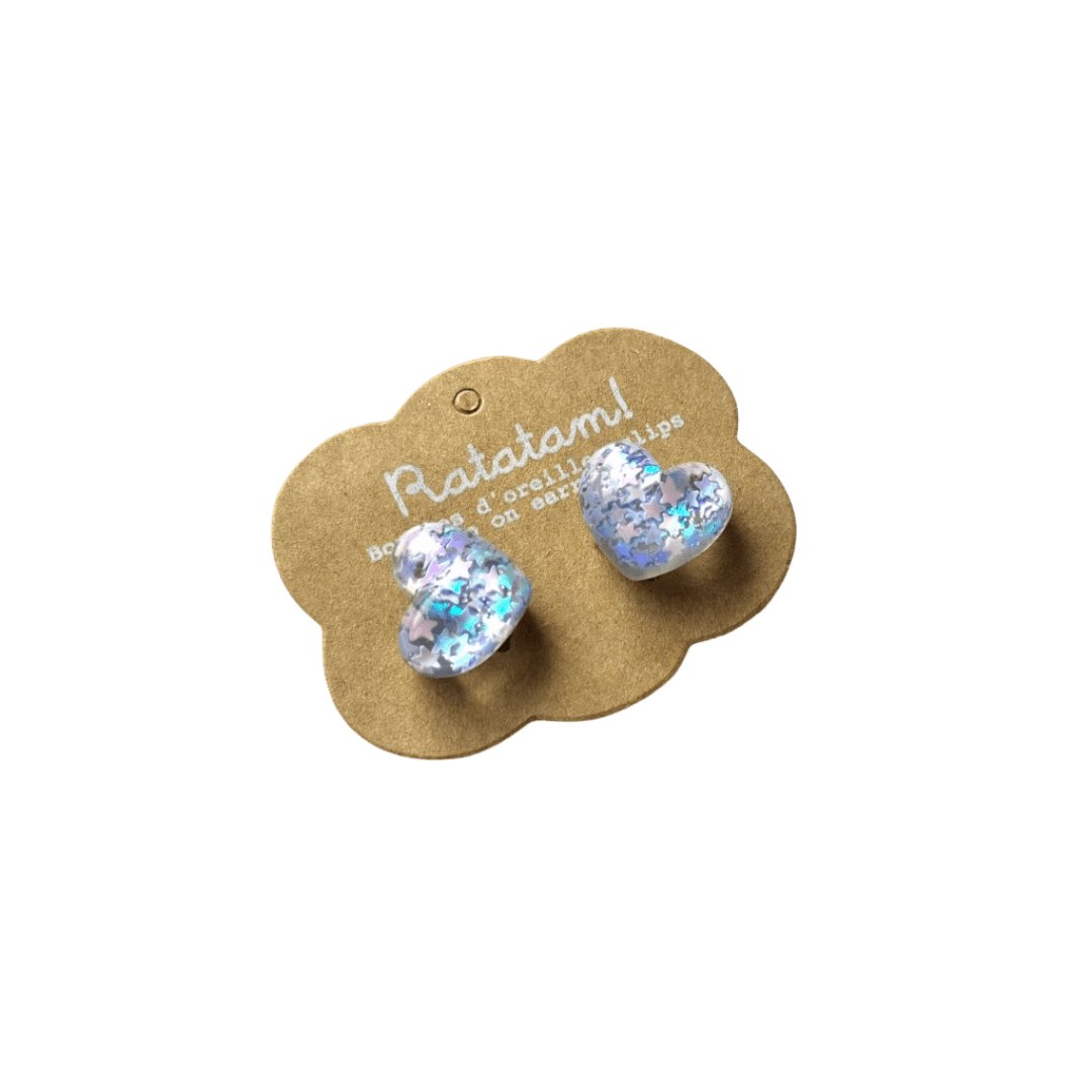 Ratatam! - Jewellery, Watches & Pins - Heart Clip - on Earrings – Purple - Tummy Time