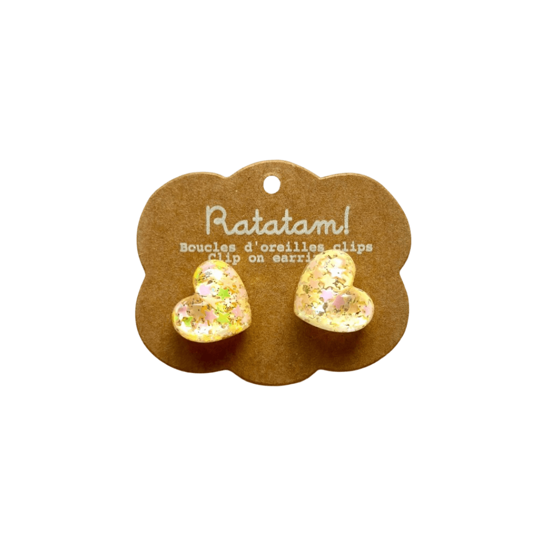 Ratatam! - Jewellery, Watches & Pins - Heart Clip - on Earrings – Yellow - Tummy Time