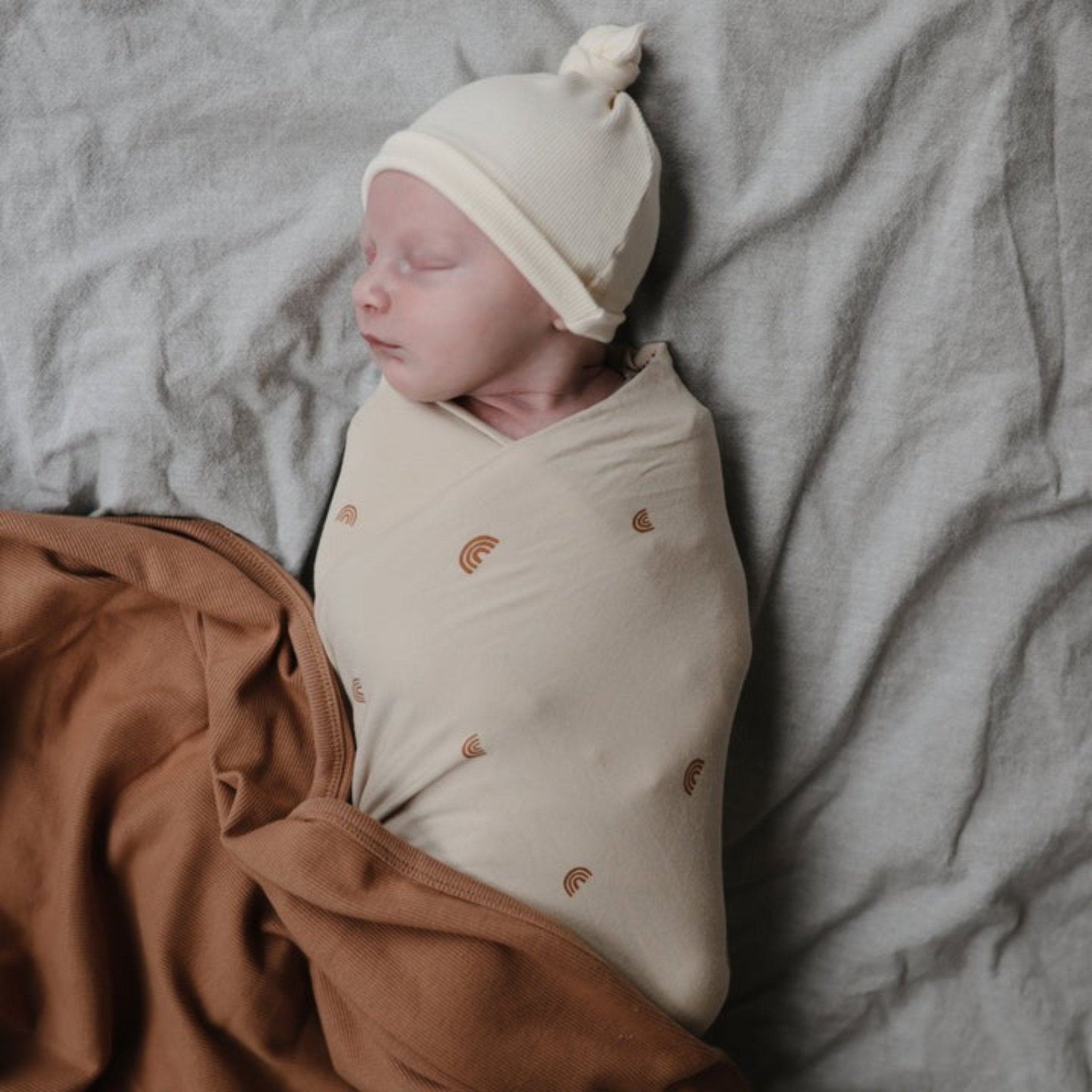 Mushie - Hats, Caps & Beanies - Ribbed Baby Beanie - Tummy Time