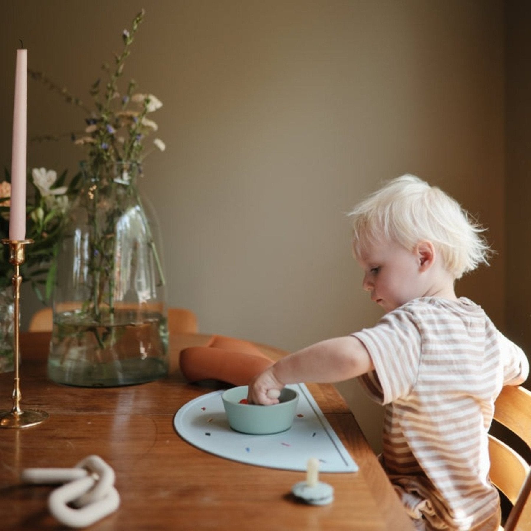 Mushie - Baby Tableware - Silicone Bowl - Powder Blue - Tummy Time