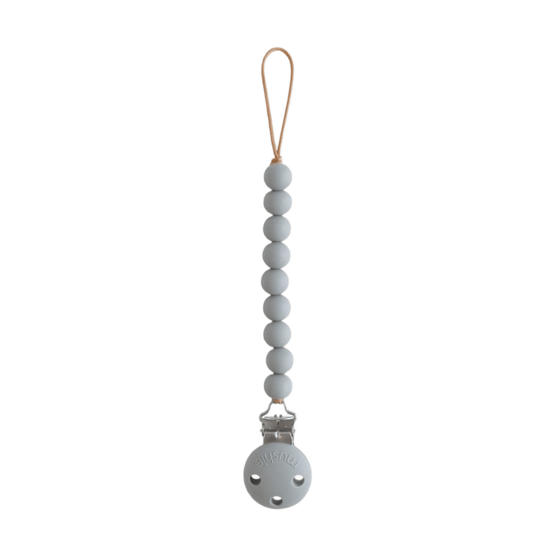 Mushie - Dummies, Pacifiers & Pacifiers Clips - Silicone Pacifier Clip Hera - Stone - Tummy Time