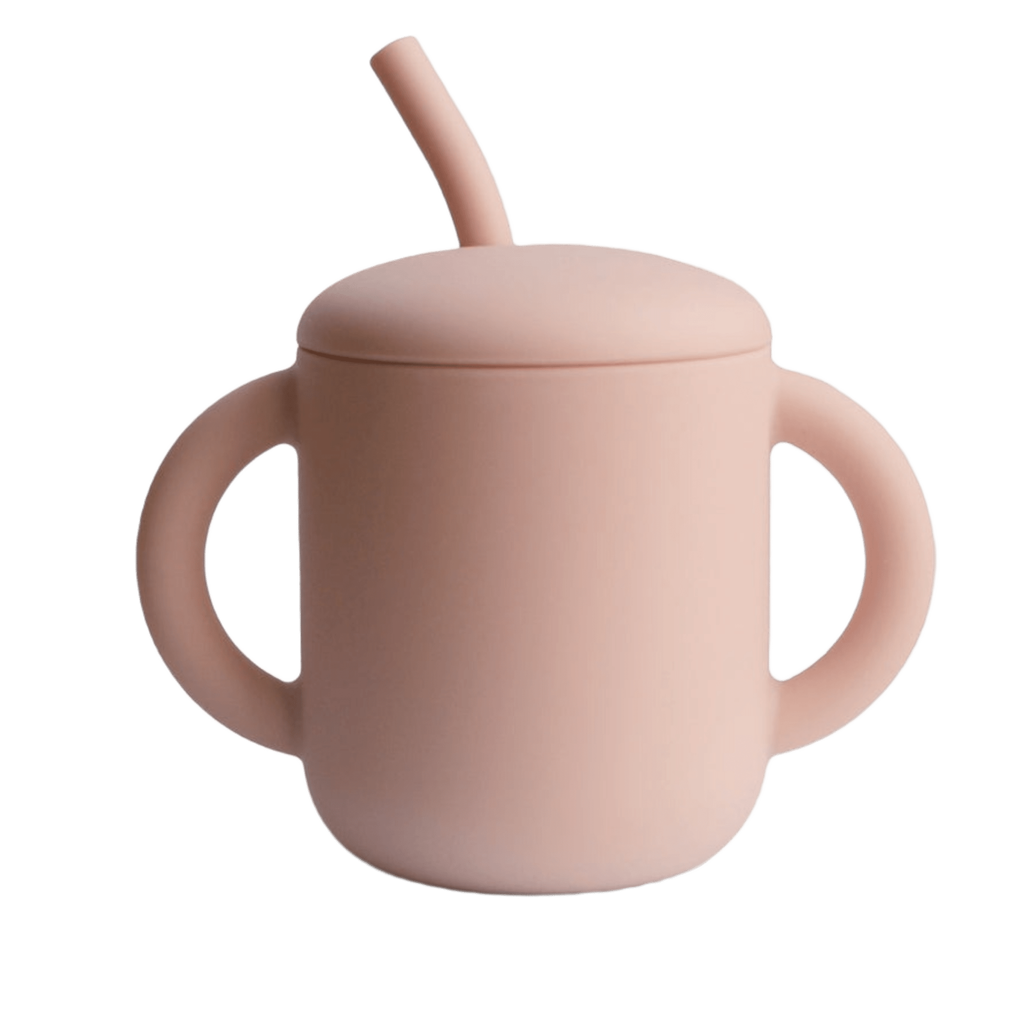 Mushie - Baby Tableware - Silicone Training Cup + Straw - Blush - Tummy Time