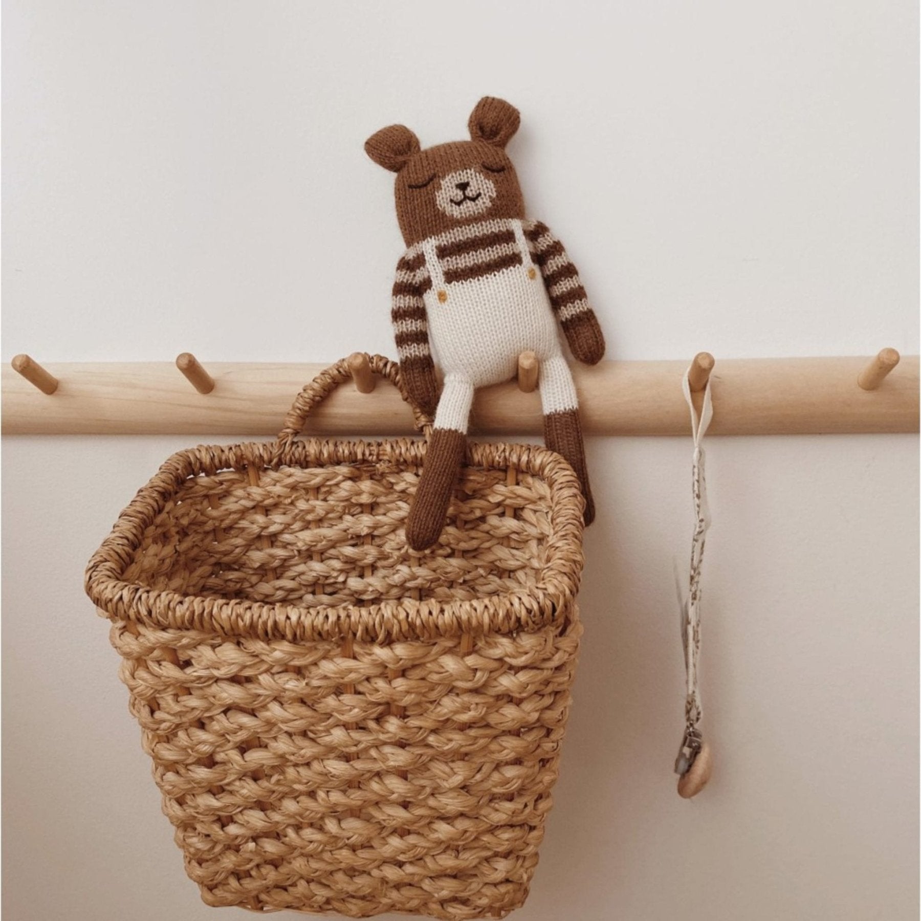Main Sauvage - Plush Toys - Teddy Knit Toy - Nut Overalls - Tummy Time
