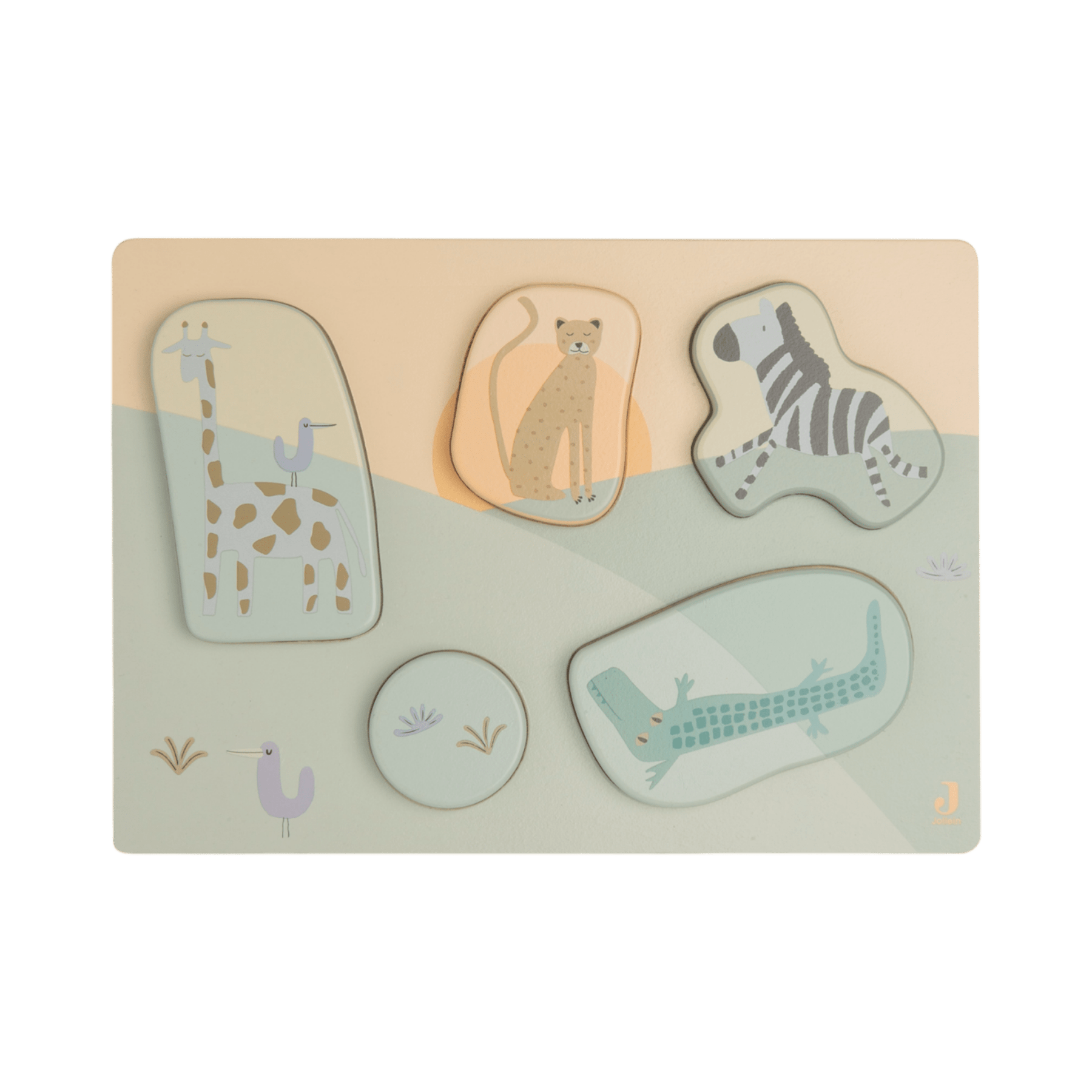 Jollein - Baby & Kids Puzzles - Wooden Puzzle - Jungle Jambo - Tummy Time