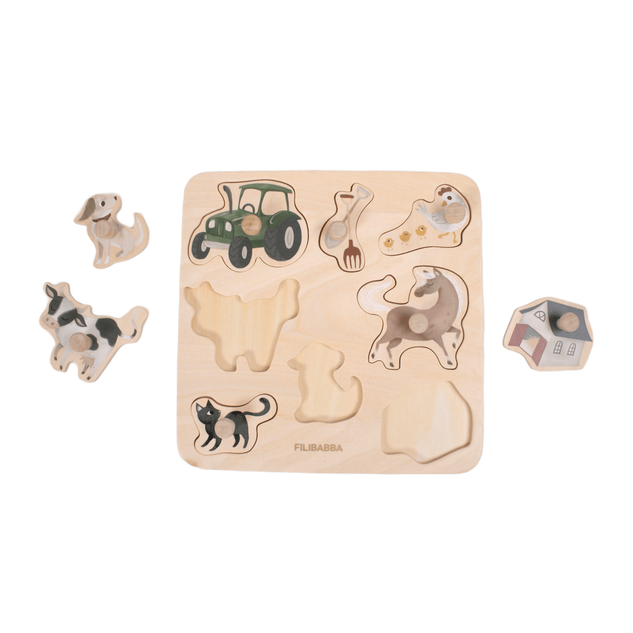 Filibabba - Baby & Kids Puzzles - Wooden Puzzle - Magic Farm - Tummy Time