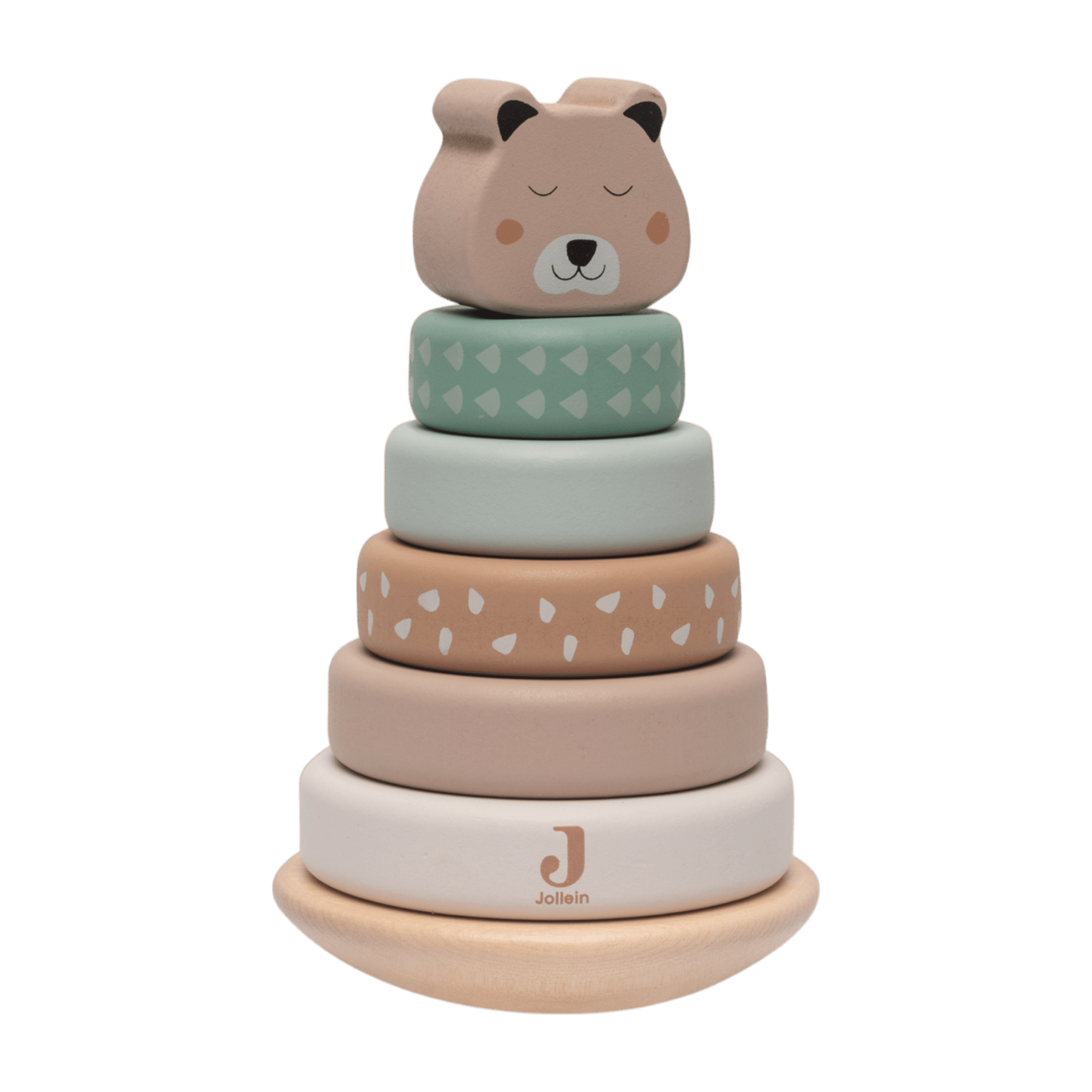 Jollein - Educational Games - Wooden Rocking Ring Stacker - Jungle Jambo - Tummy Time