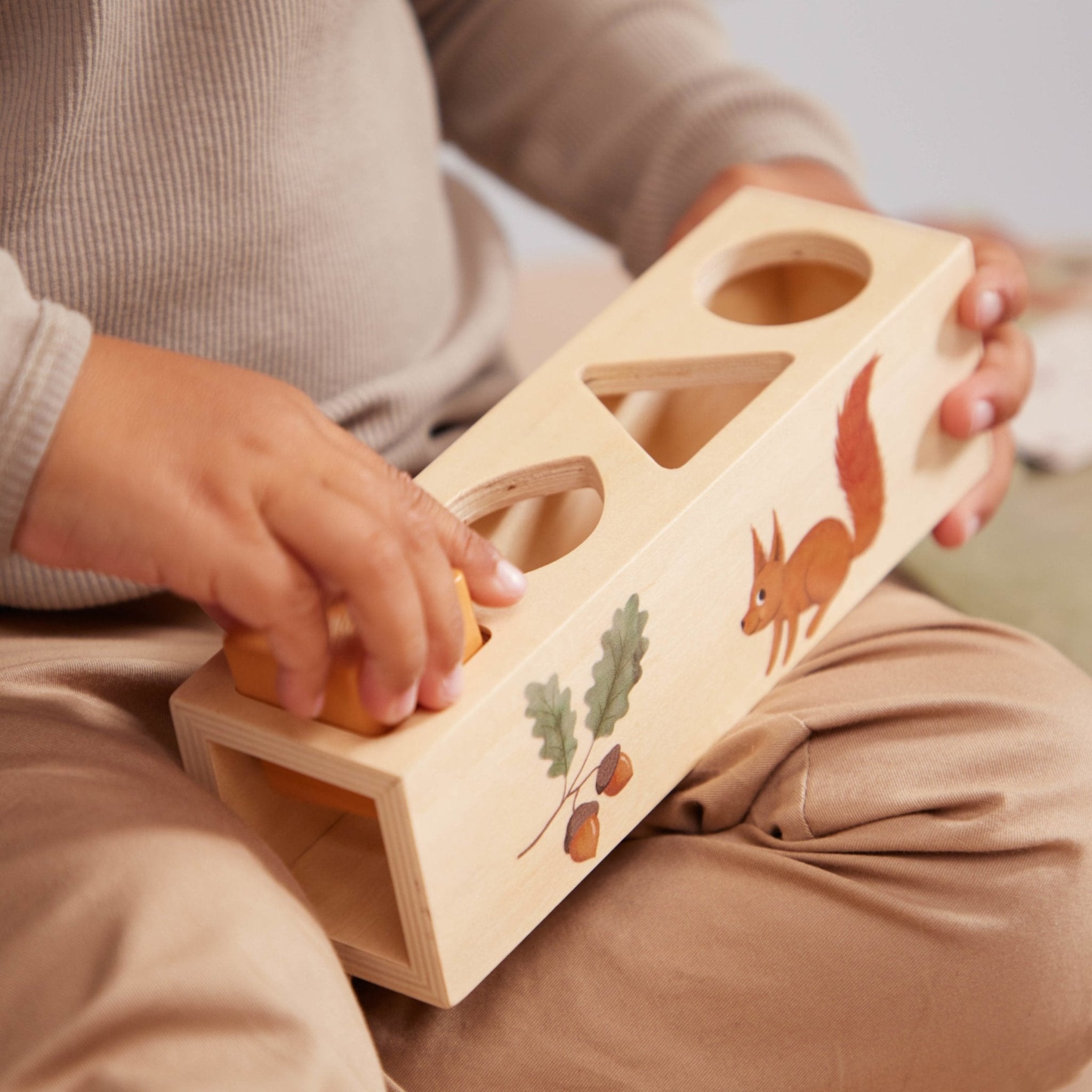 Filibabba - Educational Games - Wooden Shape Sorter - Tummy Time