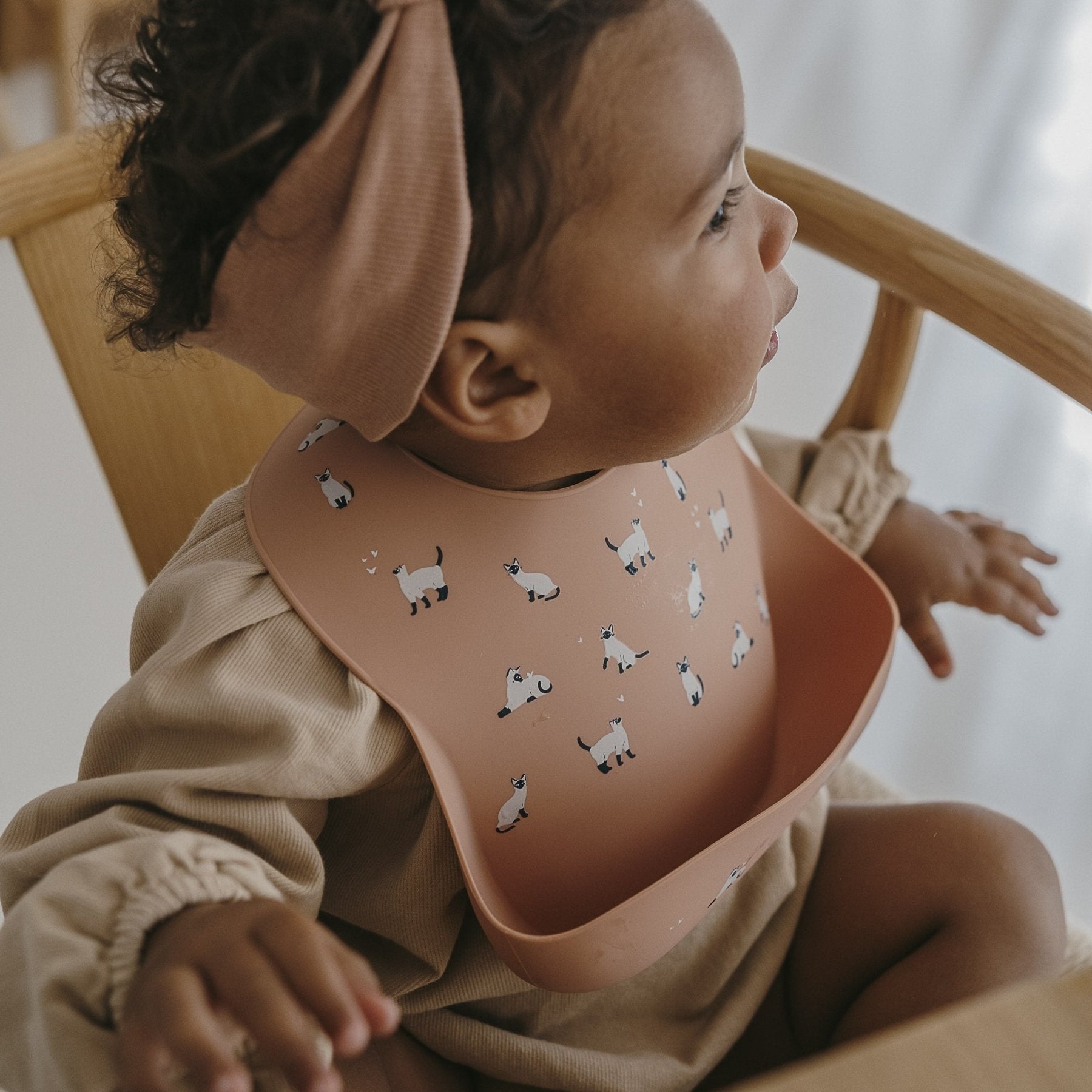 Zakuw - Bibs - Silicone Bib - Minouche Rose - Tummy Time